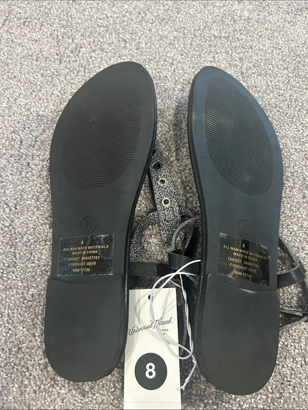 Universal Thread Black Studded T-Strap Sandals